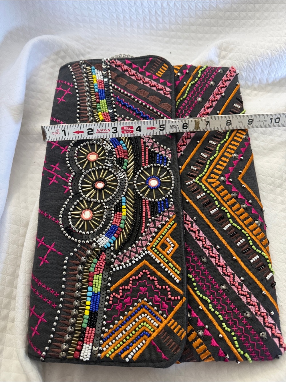 Aphorism Black Multicolor Embroidered Beaded Crossbody Bag - Picture 5 of 5